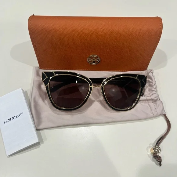 Tory Burch Black Sunglasses with Orange Case Tory Burch Black Sunglasses with Orange Case - afp  main image 3